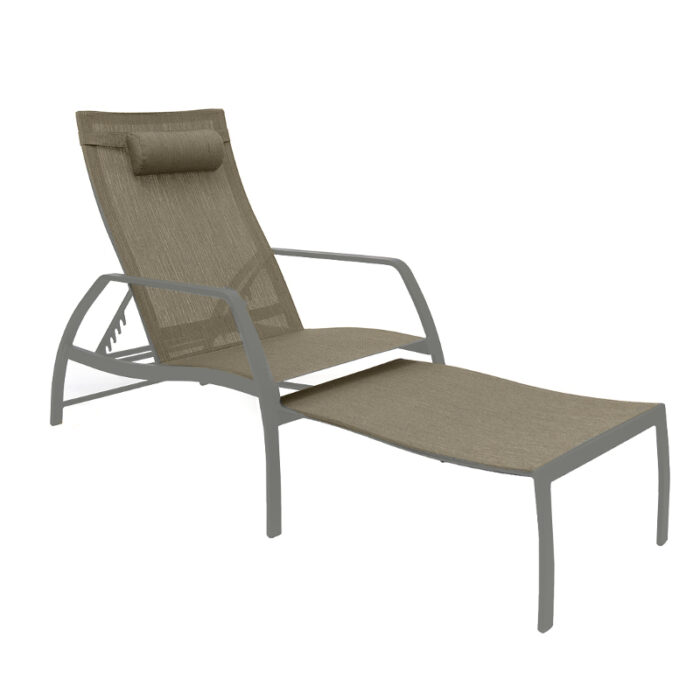 Jati & Kebon Vedia Deckchair | Aluminium quarzgrau matt / Ferrari Textilene taupe inkl. Nackenrolle – Bild 2